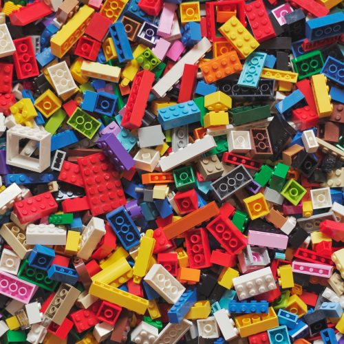A pile of colourful Lego bricks.